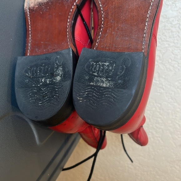 Justin Roper Boots Size 5 Red Leather Lace Up Western Kiltie L0503 Vintage - Picture 11 of 11